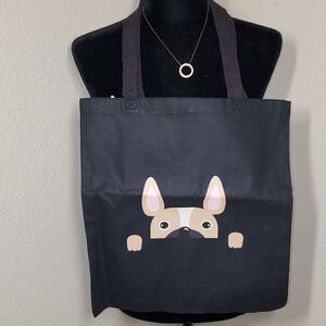 Black Canvas Puppy Dog Tote Bag